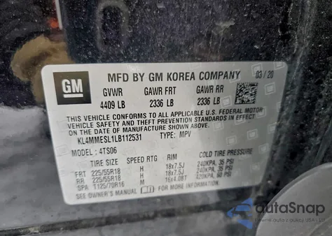 2020 Buick Encore Gx Select from USA, damaged, VIN KL4MMESL1LB112531